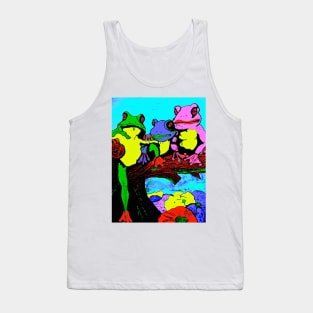 Frog Family Hanging Out On A Limb Tank Top